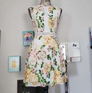 Disney White Floral Lace Fit And Flare Dress